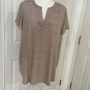 Adrianna Papell Tan Patterned Tunic Top 2X